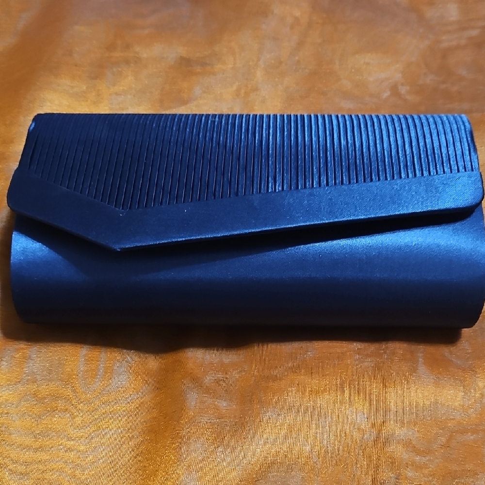 Elegant Midnight Blue Satin Clutch